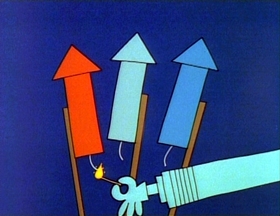 Screenshots from the 1976 Focus Design, Inc. cartoon Fireworks