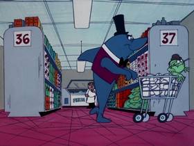 Screenshots from the 1976 DePatie Freleng cartoon Shopping Spree
