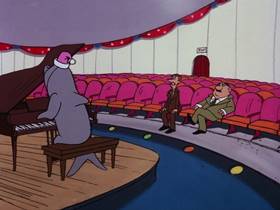 Screenshots from the 1976 DePatie Freleng cartoon Showbiz Shark