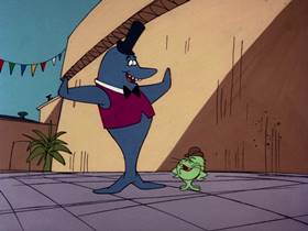 Screenshots from the 1976 DePatie Freleng cartoon Showbiz Shark