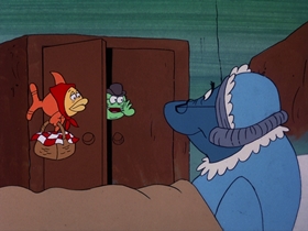 Screenshots from the 1976 DePatie Freleng cartoon Little Red Riding Halibut
