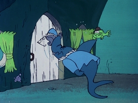 Screenshots from the 1976 DePatie Freleng cartoon Little Red Riding Halibut