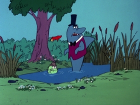 Screenshots from the 1976 DePatie Freleng cartoon Little Red Riding Halibut