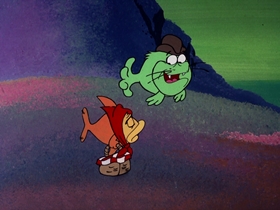Screenshots from the 1976 DePatie Freleng cartoon Little Red Riding Halibut
