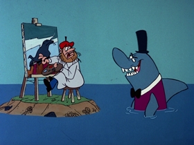 Screenshots from the 1976 DePatie Freleng cartoon Little Red Riding Halibut