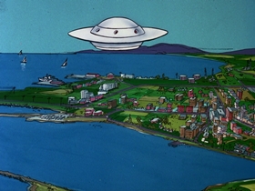Screenshots from the 1976 DePatie Freleng cartoon Flying Saucer