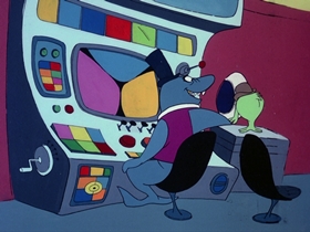 Screenshots from the 1976 DePatie Freleng cartoon Flying Saucer