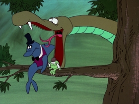 Screenshots from the 1976 DePatie Freleng cartoon Never Shake Hands With A Piranha