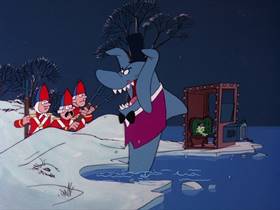 Screenshots from the 1976 DePatie Freleng cartoon The Fishy Time Machine