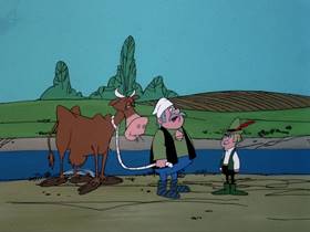 Screenshots from the 1976 DePatie Freleng cartoon Shark And The Beanstalk