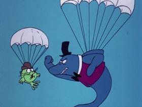 Screenshots from the 1976 DePatie Freleng cartoon Shark And The Beanstalk