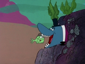Screenshots from the 1976 DePatie Freleng cartoon Fish Anonymous