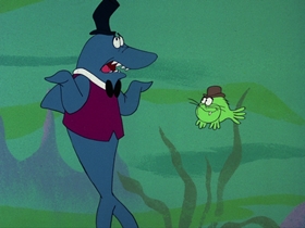 Screenshots from the 1976 DePatie Freleng cartoon Fish Anonymous