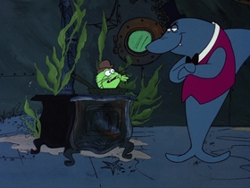 Screenshots from the 1976 DePatie Freleng cartoon Fish Anonymous