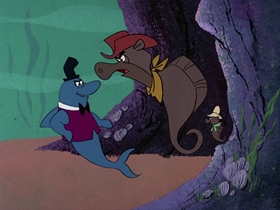 Screenshots from the 1976 DePatie Freleng cartoon Deep Sea Rodeo