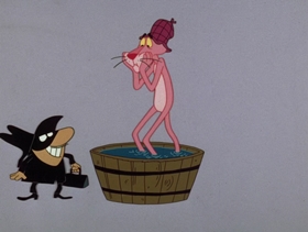 Screenshots from the 1976 DePatie Freleng cartoon Sherlock Pink