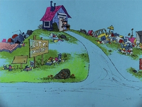 Screenshots from the 1976 DePatie Freleng cartoon Mystic Pink