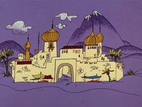 Screenshots from the 1976 DePatie Freleng cartoon The Pink of Arabee