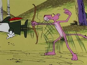 Screenshots from the 1976 DePatie Freleng cartoon The Pink Pro
