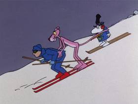 Screenshots from the 1976 DePatie Freleng cartoon The Pink Pro