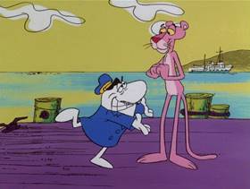 Screenshots from the 1976 DePatie Freleng cartoon The Pink Pro