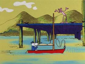 Screenshots from the 1976 DePatie Freleng cartoon The Pink Pro