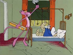 Screenshots from the 1976 DePatie Freleng cartoon The Pink Pro