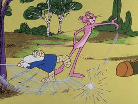 Screenshots from the 1976 DePatie Freleng cartoon The Pink Pro