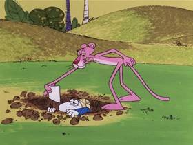 Screenshots from the 1976 DePatie Freleng cartoon The Pink Pro