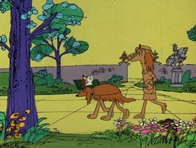 Screenshots from the 1976 DePatie Freleng cartoon Rocky Pink