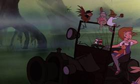 Screenshots from the 1977 Disney cartoon The Rescuers