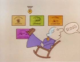 Screenshots from the 1977 Focus Design, Inc. cartoon Mother Necessity