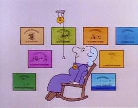 Screenshots from the 1977 Focus Design, Inc. cartoon Mother Necessity