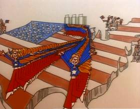 Screenshots from the 1977 Focus Design, Inc. cartoon Sufferin