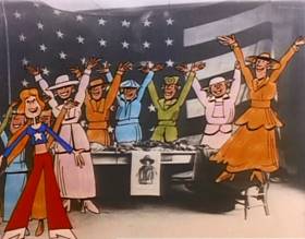 Screenshots from the 1977 Focus Design, Inc. cartoon Sufferin