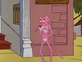 Screenshots from the 1977 DePatie Freleng cartoon Therapeutic Pink