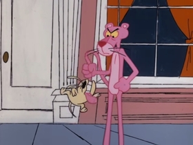 Screenshots from the 1977 DePatie Freleng cartoon Therapeutic Pink