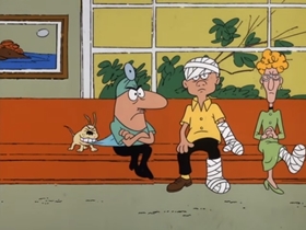 Screenshots from the 1977 DePatie Freleng cartoon Therapeutic Pink