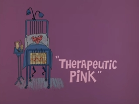 Screenshots from the 1977 DePatie Freleng cartoon Therapeutic Pink