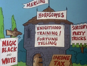Screenshots from the 1978 DePatie Freleng cartoon Fly By Knight