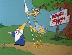 Screenshots from the 1978 DePatie Freleng cartoon Fly By Knight