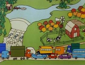 Screenshots from the 1978 Focus Design, Inc. cartoon The Energy Blues