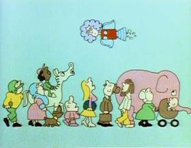 Screenshots from the 1978 Focus Design, Inc. cartoon Interplanet Janet