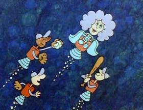 Screenshots from the 1978 Focus Design, Inc. cartoon Interplanet Janet