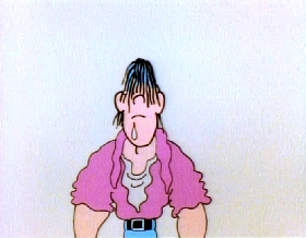 Screenshots from the 1978 Focus Design, Inc. cartoon A Victim of Gravity