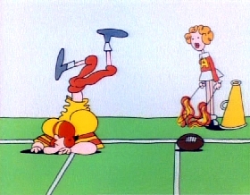 Screenshots from the 1978 Focus Design, Inc. cartoon A Victim of Gravity