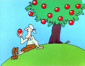 Screenshots from the 1978 Focus Design, Inc. cartoon A Victim of Gravity