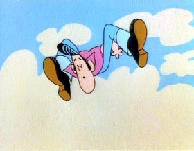 Screenshots from the 1978 Focus Design, Inc. cartoon A Victim of Gravity