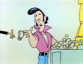Screenshots from the 1978 Focus Design, Inc. cartoon A Victim of Gravity