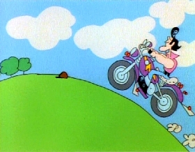 Screenshots from the 1978 Focus Design, Inc. cartoon A Victim of Gravity